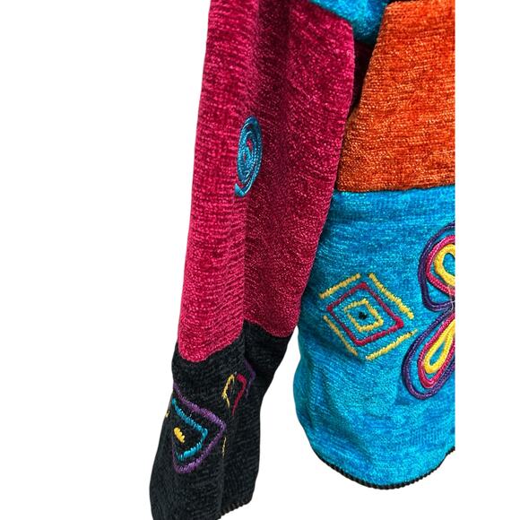 VTG Allure Patchwork Sweater Jacket M Art to Wear Button Up Multicolor - Picture 4 of 7